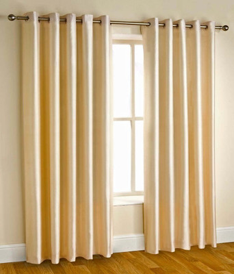Roomesssentials 213 cm (7 ft) Door Polyester Semi Transparent Curtain (Pack Of 2)(Cream, Plain)
