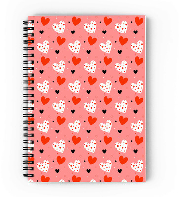 epheriwala Lite Red Heart Pattern A5 Diary Unruled 160 Pages(Orange)
