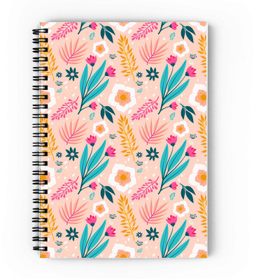 epheriwala Pink Floral Pattern A5 Diary Unruled 160 Pages(Pink)
