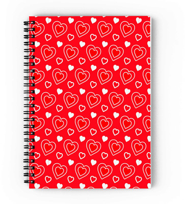 epheriwala Red Heart Pattern A5 Diary Unruled 160 Pages(Red)