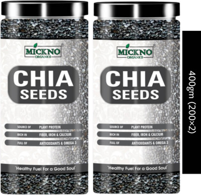 mickno organics 400g Chia Seeds weightloss raw organic eating chia seed pack of 2 ( 200g x 2 ) Chia Seeds(2 x 200 g)