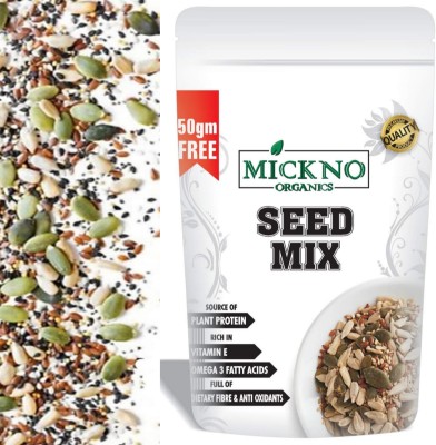 mickno organics 5-in-1 Superfood Seeds Mix - Chia Seeds , Flax Seeds , Sunflower Seeds , Pumpkin Seeds & Watermelon Seeds for Weight loss Eating Organic Raw Mixed Seeds(500 g)