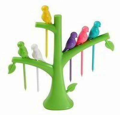 mapperz Fancy Bird Fork Attractive on Table for Eating Fruits Tree Holder Disposable Plastic Fruit Fork(Pack of 1)