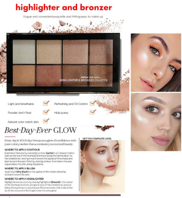 ADJD SHIMMER HIGHLIGHTER & BRONZER ULTRA SOFT WATERPROOF PALETTE Highlighter (MULTI-COLOR) Highlighter(Multi Color)