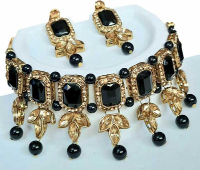 CATALYST Brass Gold-plated Black Jewellery Set(Pack of 1)