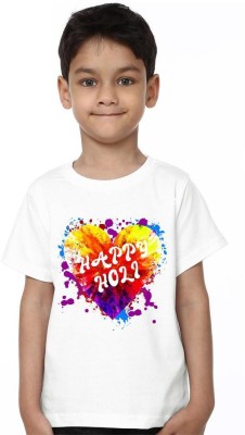 Ser Ak Boys Typography, Printed Cotton Blend T Shirt(Multicolor, Pack of 1)