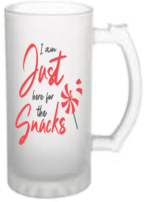 LEDZZ Just Here For Snacks Sublimation Printed Beer Glass Glass Beer Mug(475 ml)