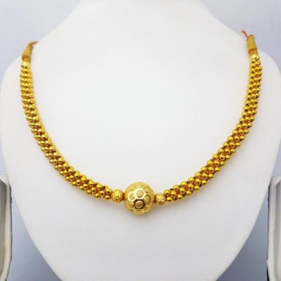 Heer Collection Traditional Wedding Maharashtrian Kolhapuri Thushi ( Choker ) Necklace Set Jewellery for Women and Girls Pearl Gold-plated Plated Copper Necklace