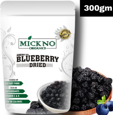 mickno organics 300 Gm Dried Blueberries , Rich Source of Antioxidants , Ready to Eat Snack , Whole dried Blueberry(300 g)