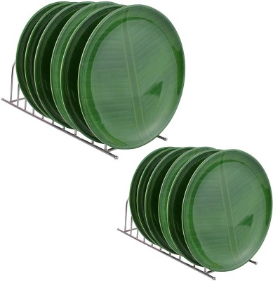 Golden Fish Unbreakable Melamine Round Full Dinner Plates (Set of 12 Plates) (Green) Half Plate(Pack of 12)