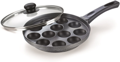 Prestige Omega Select Plus 12 Pits Paniarakkal with Lid 1.5 L capacity 24 cm diameter(Aluminium, Non-stick)