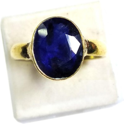 PRIYANSHU NAVRATN Blue Sapphire Nilam Ring 5.25 - 6.25 Ratti Panchdhatu Gold Plated Adjustable Ring For Men and Women Stone Sapphire Gold Plated Ring