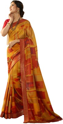 SHRUHAD Embroidered Bollywood Silk Blend, Art Silk Saree(Yellow)