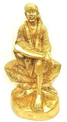 Idolsplace Astadhatu Made Shri Sai Baba Brass Idol/Shirdi Wale Baba Pure brass Idol Decorative Showpiece  -  8 cm(Brass, Gold)