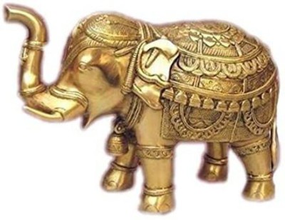 Idolsplace Fine Brass Made Hathi/Elephant for Good Luck, Success and Prosperity 300gms Decorative Showpiece  -  10 cm(Brass, Gold)