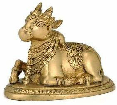 Idolsplace Astadhatu Maha Shiv Nandi Idol for Good Luck and Success(100gms) Decorative Showpiece  -  4 cm(Brass, Gold)