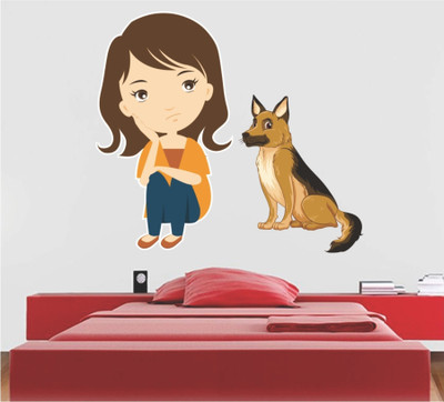 BALKRISHNA WALL STICKER 66 cm CUTE GRIL & OGD Self Adhesive Sticker(Pack of 1)