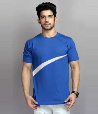 CLOFLIX Striped Men Round Neck Blue T-Shirt