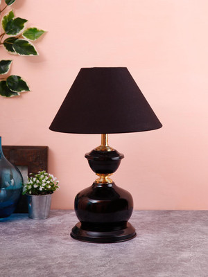 Devansh Black cotton table lamp with black base Table Lamp(38 cm, Black)