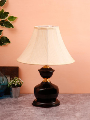 Devansh off-white cotton table lamp with black base Table Lamp(42 cm, off-white)