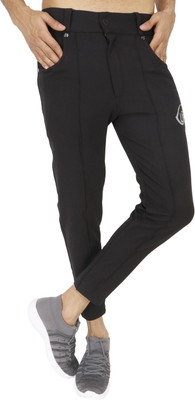 YTRAX Solid Men Black Track Pants