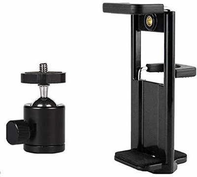 Aklin Boky Tripod Ball Head with IPad Tablet Mobile Holder Dual Side Bracket clip Mount Adapter Tripod Ball Head, Tripod Bracket(Black, Supports Up to 900 g)