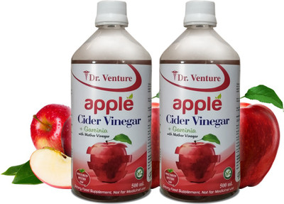 Dr Venture Apple Cider Vinegar With Garcinia With The Mother Vinegar Raw Unfiltered Unpesturized 500 Ml Pack Of 2 (1000ml) Vinegar(2 x 500 ml)