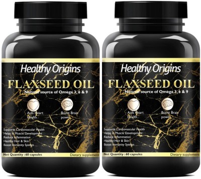 Healthy Origins Flax Seed Oil Capsules | Flax Seed Capsule Omega 3 (Pack Of 2) Ultra(2 x 60 No)