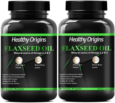 Healthy Origins Flax Seed Oil Capsules | Flax Seed Capsule Omega 3 Capsule (Pack Of 2) Premium(2 x 60 No)