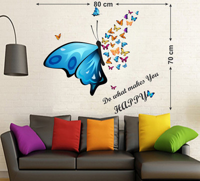 HAPPYSTICKY 70 cm Do What Make You Happy Self Adhesive Sticker(Pack of 1)