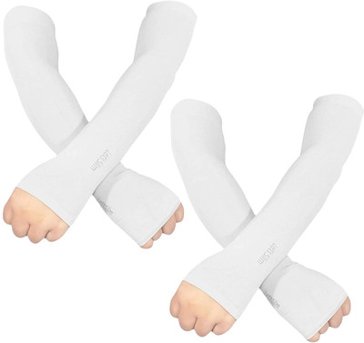 PinKit Nylon Arm Sleeve For Men & Women(Free, White)