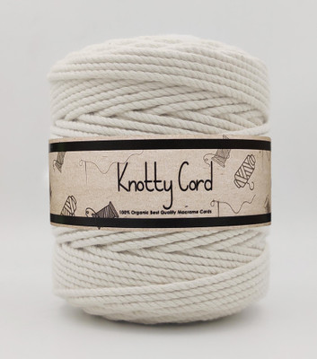 KnottyCord 3/Ply Twisted Cotton Macrame Cord (100Meter, 3mm)