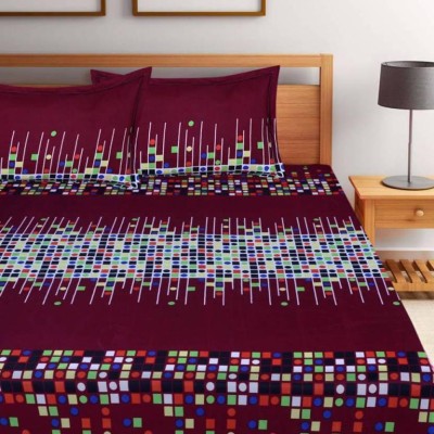Sophie Creation 165 TC Polycotton Double 3D Printed Flat Bedsheet(Pack of 1, Multicolor)