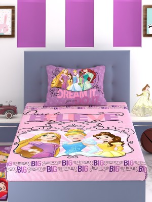 DISNEY 180 TC Cotton Single Cartoon Flat Bedsheet(Pack of 1, Pink)