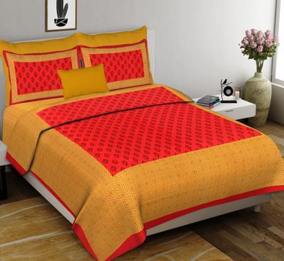 Diva Collection 104 TC Cotton Double Printed Flat Bedsheet(Pack of 1, Red)