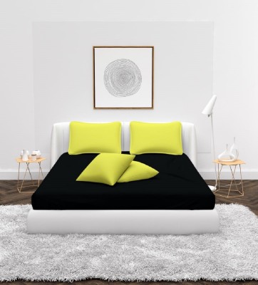 Comfytouch 250 TC Cotton Queen Solid Flat Bedsheet(Pack of 1, Black, Green)