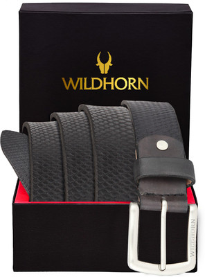 WILDHORN Men Casual Black Genuine Leather Belt WILDHORN Men Casual Black Genuine Leather Belt