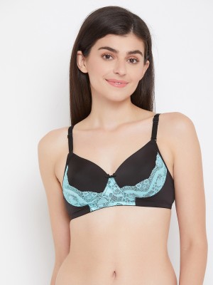 Clovia Women T-Shirt Lightly Padded Bra(Black, Blue)