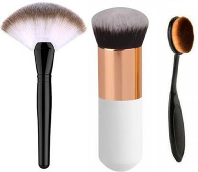 Phiz Beauty Fan Brush With Foundation & Oval Brush(Pack of 3)