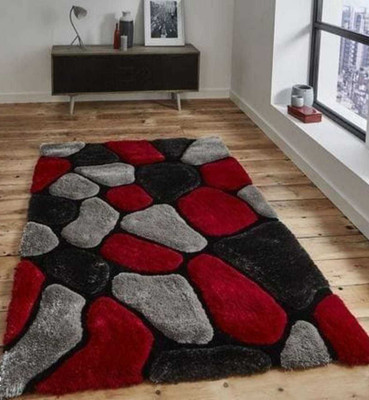 shopgallery Red, Grey Polyester Runner(2 ft,  X 3 ft, Rectangle)
