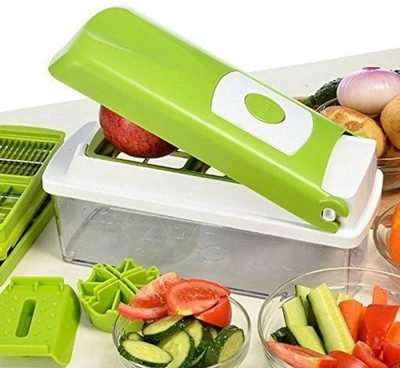 FRDE 12 in 1 Multi-Purpose Vegetable and Fruit Chopper, Fruit Grater, Slicer Dicer, Chipper, Peeler | Hand Chopper, Cutter - All in One (Green) Vegetable & Fruit Grater & Slicer(1 Chopper)