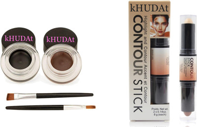 kHUDAt Gel Eyeliner Brown,Black & Stick Highlight and Contour Highlighter(2 Items in the set)
