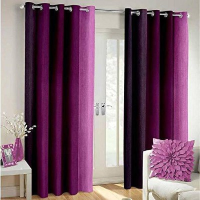 SB Textiles 274 cm (9 ft) Polyester Room Darkening Long Door Curtain (Pack Of 2)(Solid, Violet)