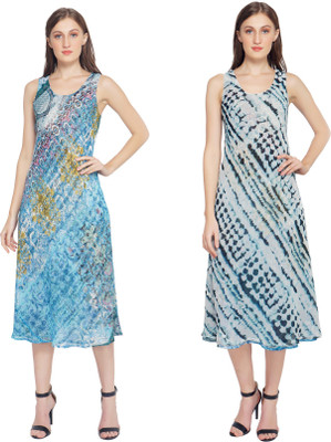 TSM Women A-line Light Blue Below Knee Dress