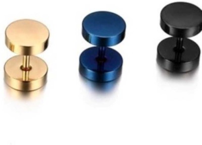 DEE GEE Stainless Steel Black Blue Combo Studs Earings/Earring for Men/Boys/Boyfriend/ Alloy Stud Earring