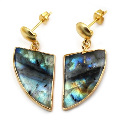 G-Vogue Gorgeous Designer Earring Gifts Gold Plated Natural Blue Moonstone Brass Drops & Danglers