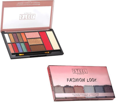 Steel Paris 10 Color Eyeshadow + 2 Highlighter + 1 Blusher + 1 Compact & 1 Contour (30gm) Makeup Kit SP-8020-02 30 g(MUTICOLOR) Steel Paris 10 Color Eyeshadow + 2 Highlighter + 1 Blusher + 1 Compact & 1 Contour (30gm) Makeup Kit SP-8020-02 30 g(MUTICOLOR)