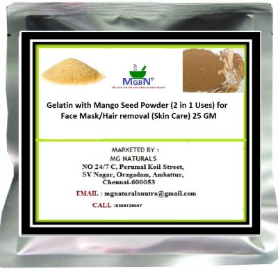 MGBN Gelatin with Mango Seed Powder (2 in 1 Uses) for Face Mask/Hair removal (Skin Care) 25 GM(25 g)