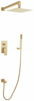 InArt Brass Concealed Body Diverter Full Set With Showers & Hand Shower and Bath Tub Spout (Gold) Faucet Set