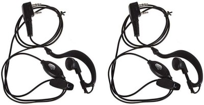 RENMAX PTT Earpiece 2-Pin Earphone with Mic for Walkie Talkie, 2 Pack Wired Headset(Black, In the Ear)